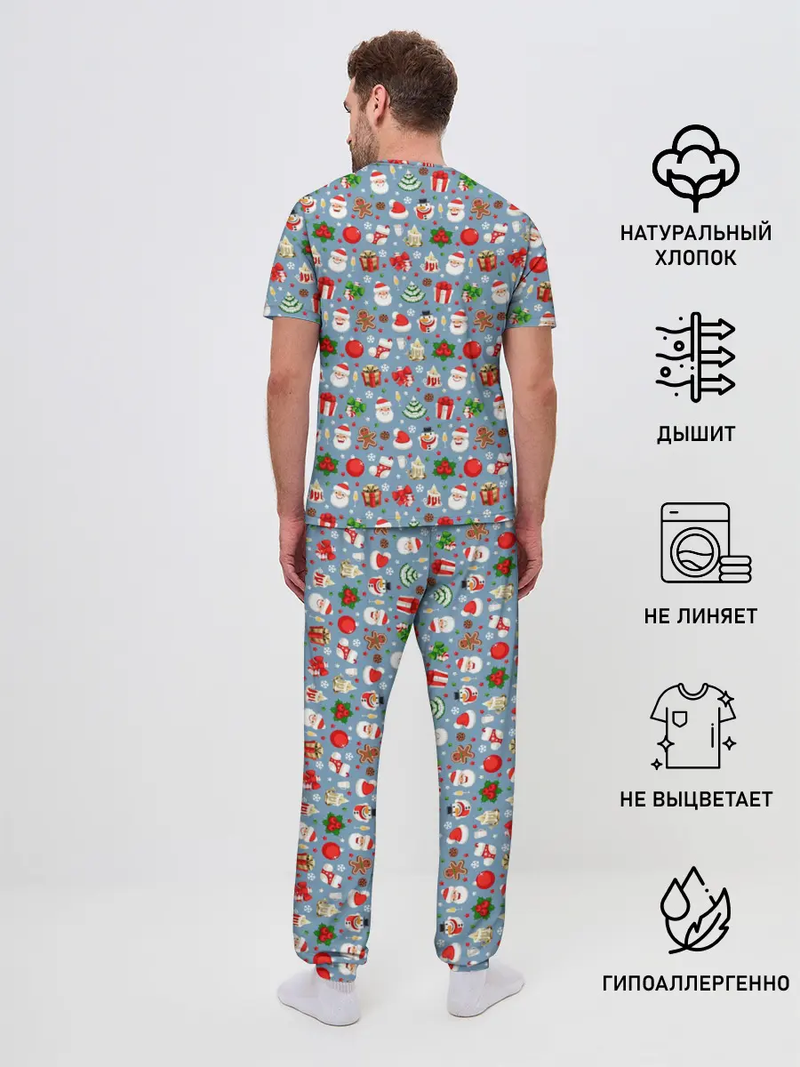 Мужская пижама с брюками / Новый Год