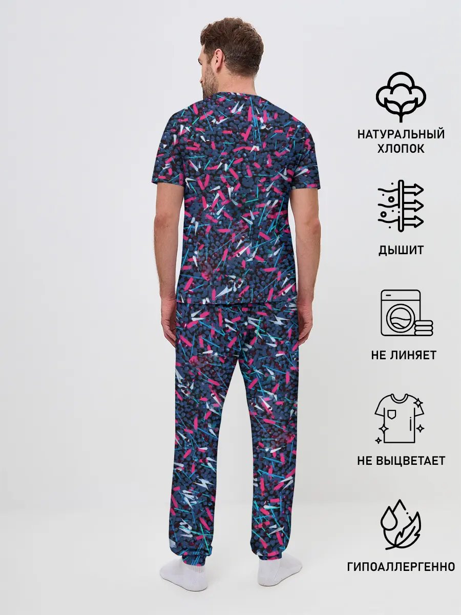 Мужская пижама с брюками / Кристаллы и линии