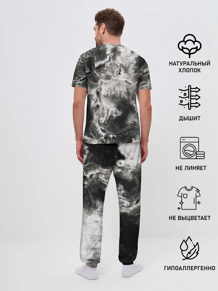 Мужская пижама с брюками / Мрамор