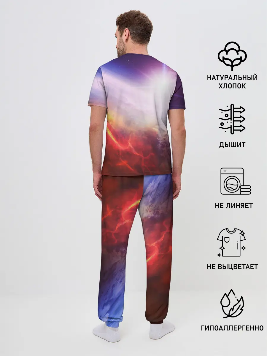 Мужская пижама с брюками / Звезды в неоне