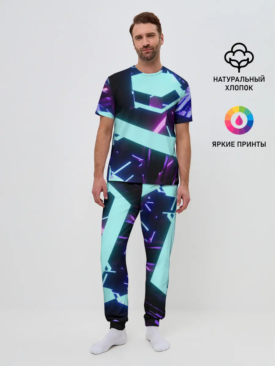Мужская пижама с брюками / Blue Neons