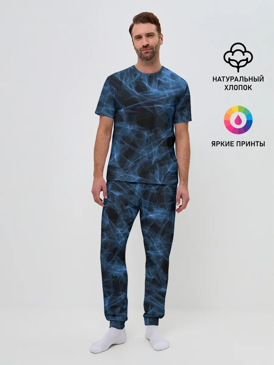 Мужская пижама с брюками / Синяя паутина