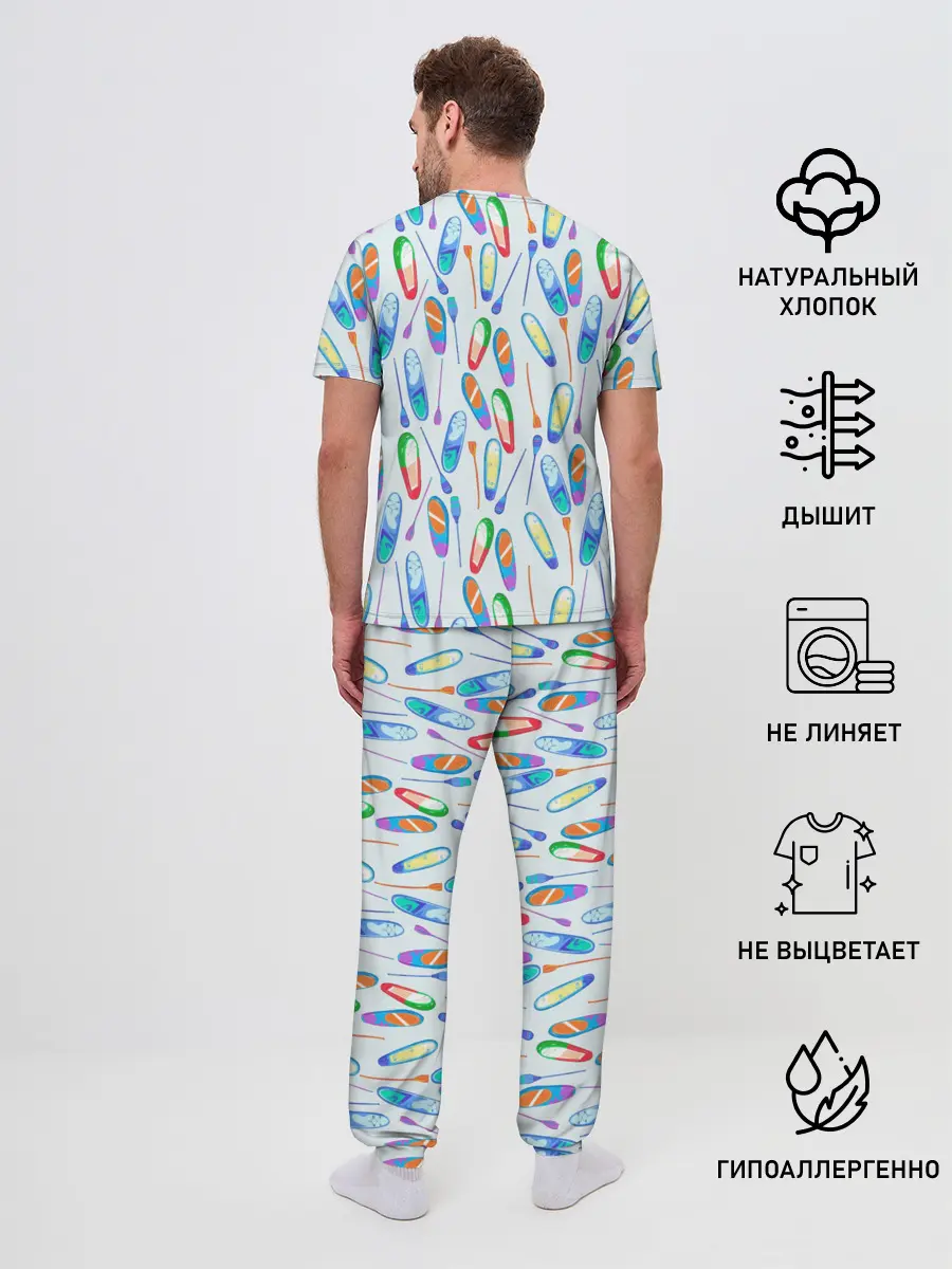 Мужская пижама с брюками / доски для серфинга