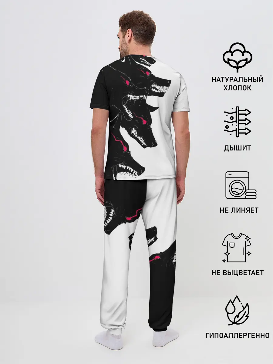 Мужская пижама с брюками / Волки