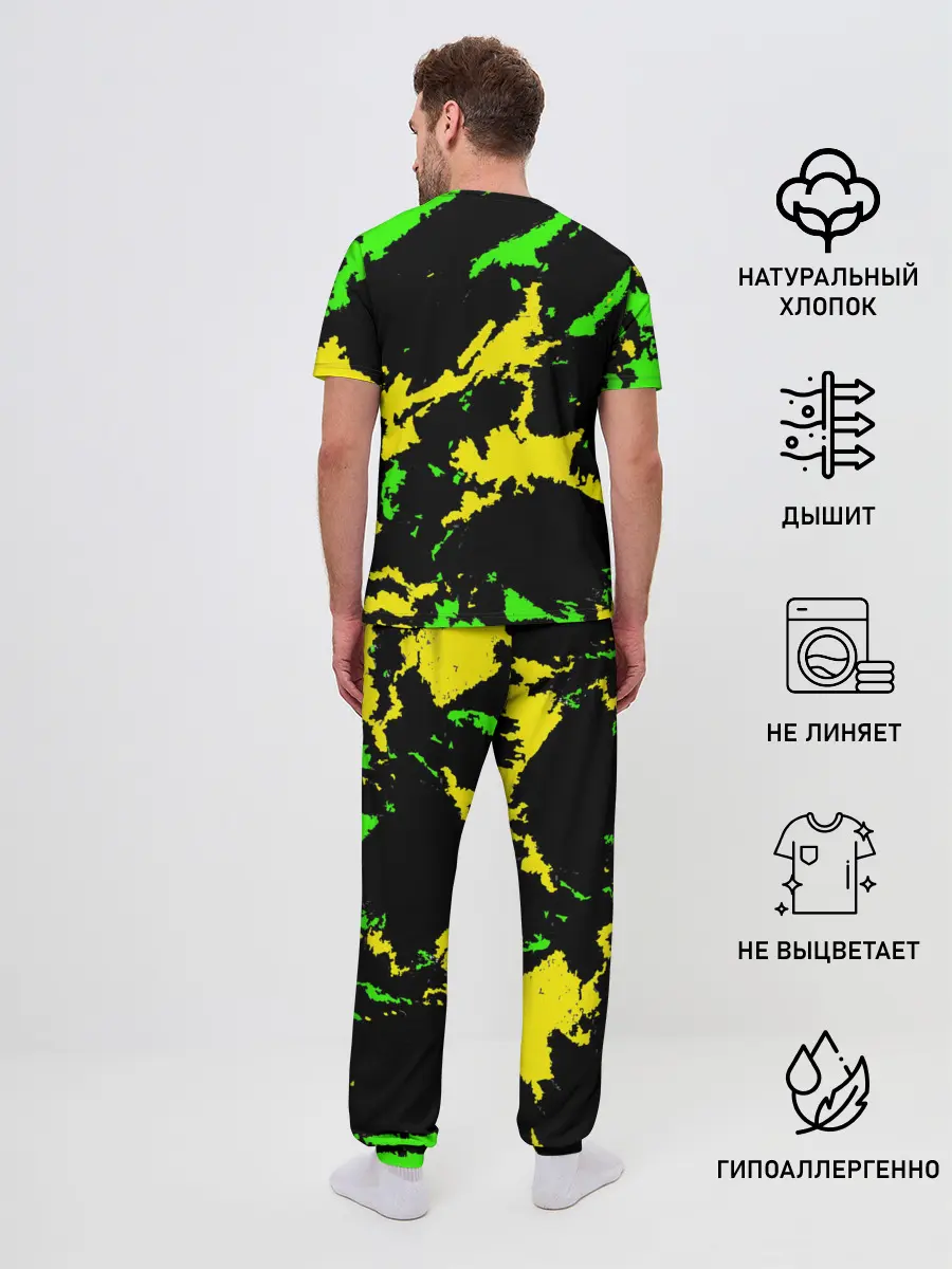 Мужская пижама с брюками / Желто-зеленый