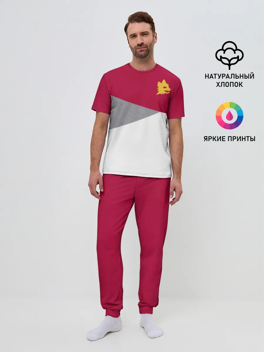 Мужская пижама с брюками / AS Roma | Red Design 21/22