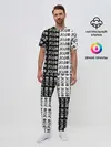 Мужская пижама с брюками / Логотип джо джо паттерн черно-белый