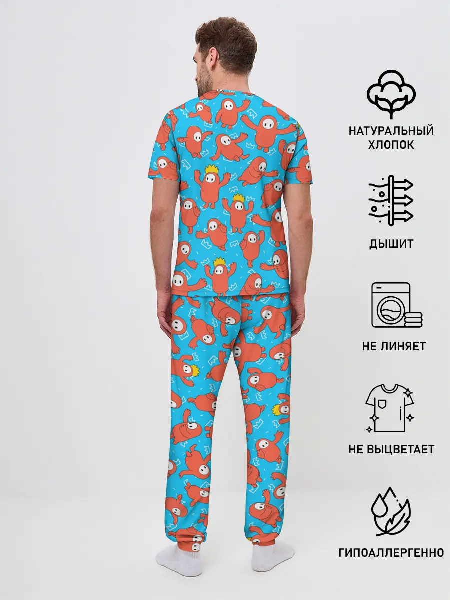 Мужская пижама с брюками / Fall guys red