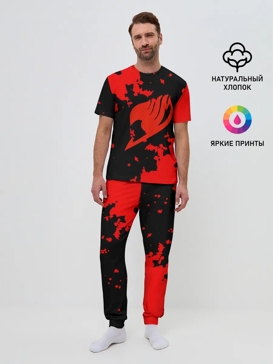 Мужская пижама с брюками / Хвост Феи красные зоны