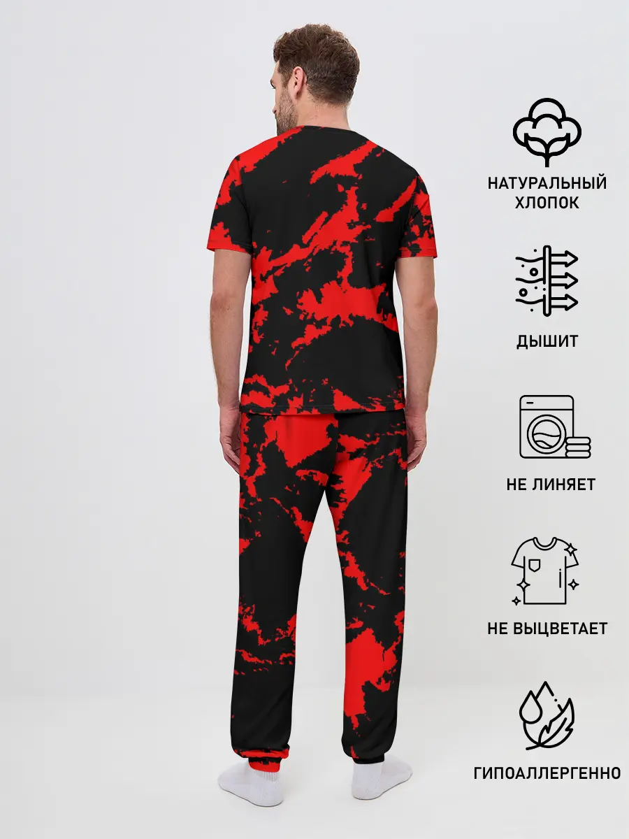 Мужская пижама с брюками / Красный на черном