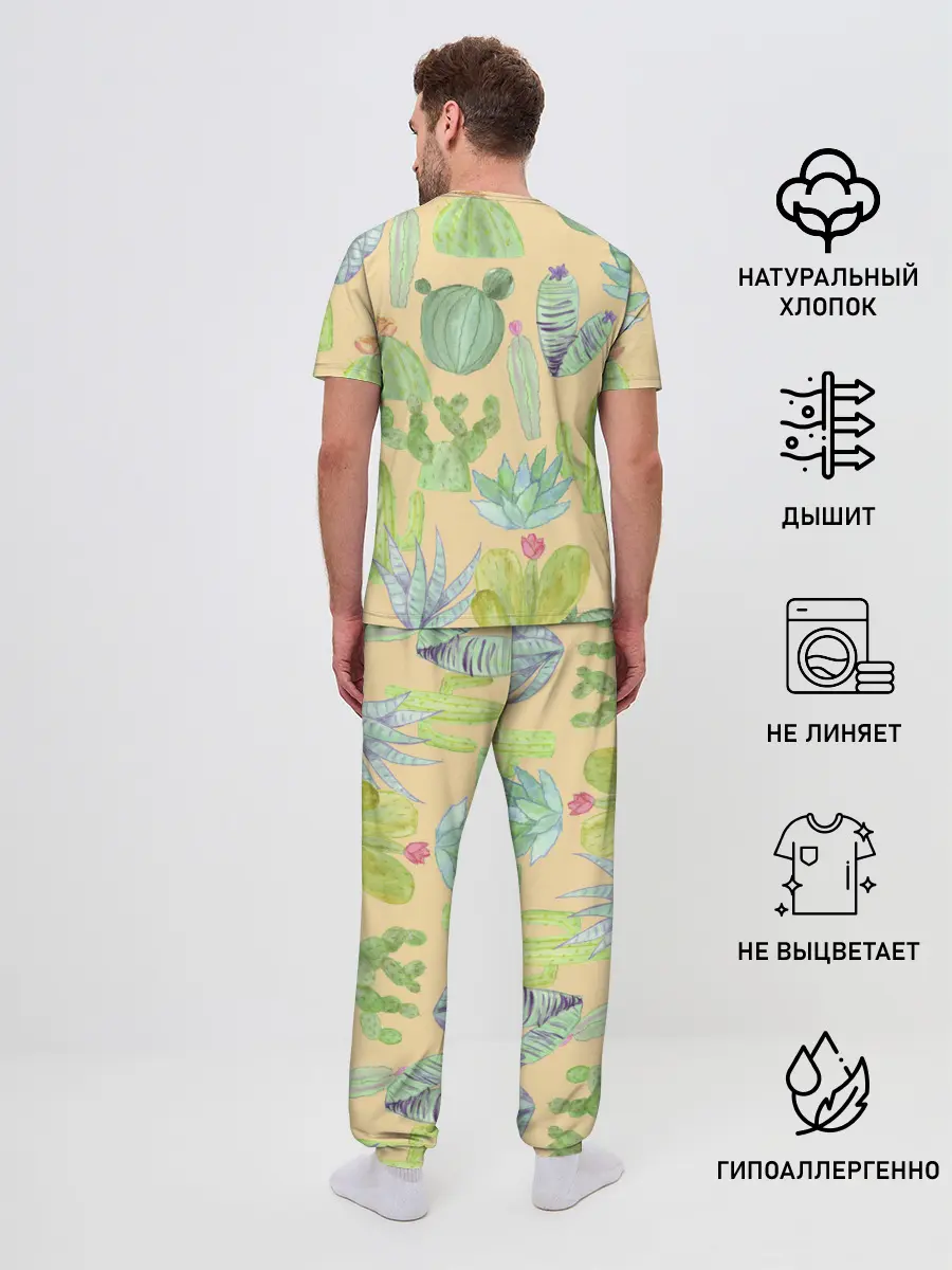 Мужская пижама с брюками / Кактусы в пустыне
