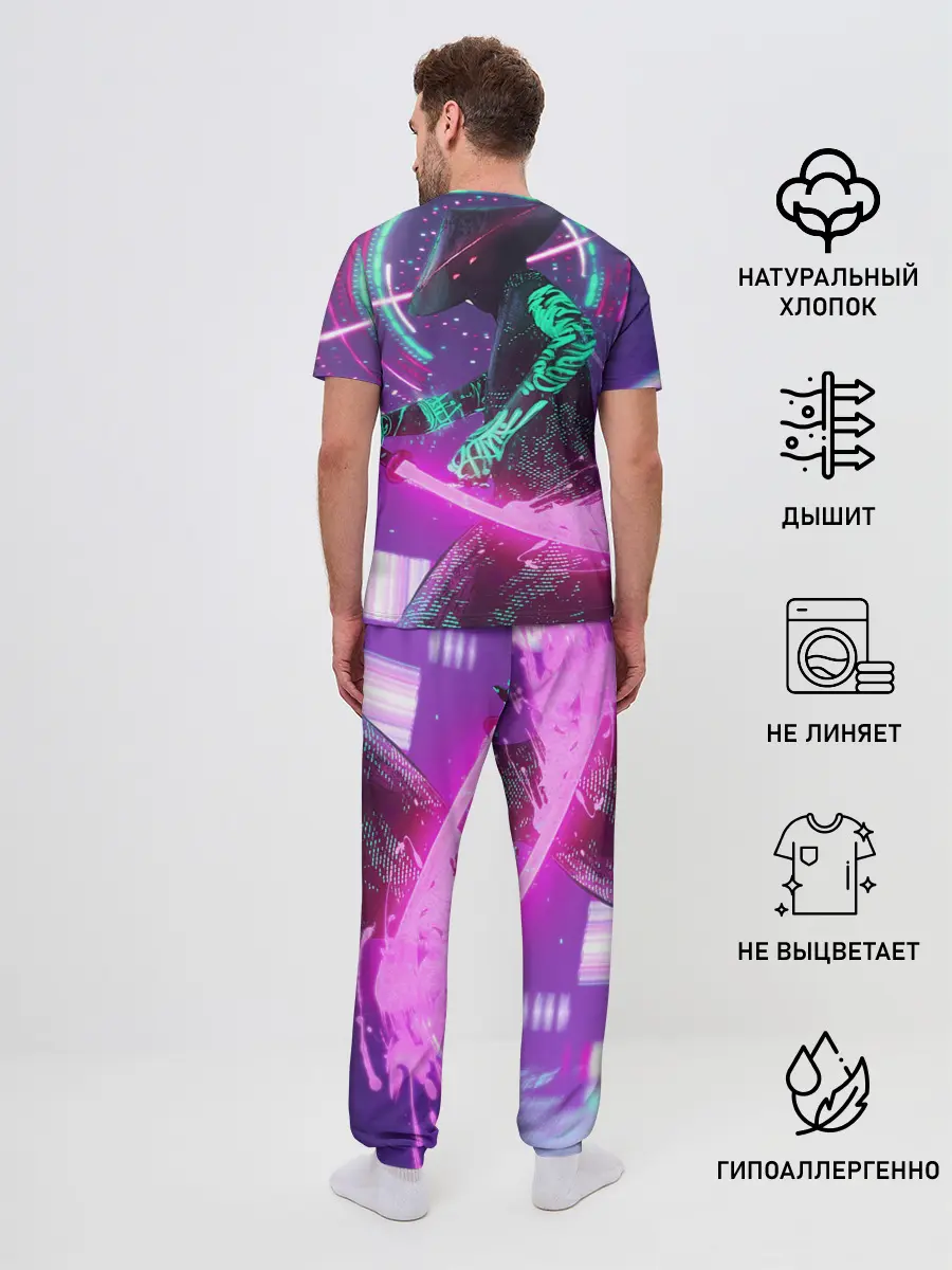 Мужская пижама с брюками / Неоновый Самурай