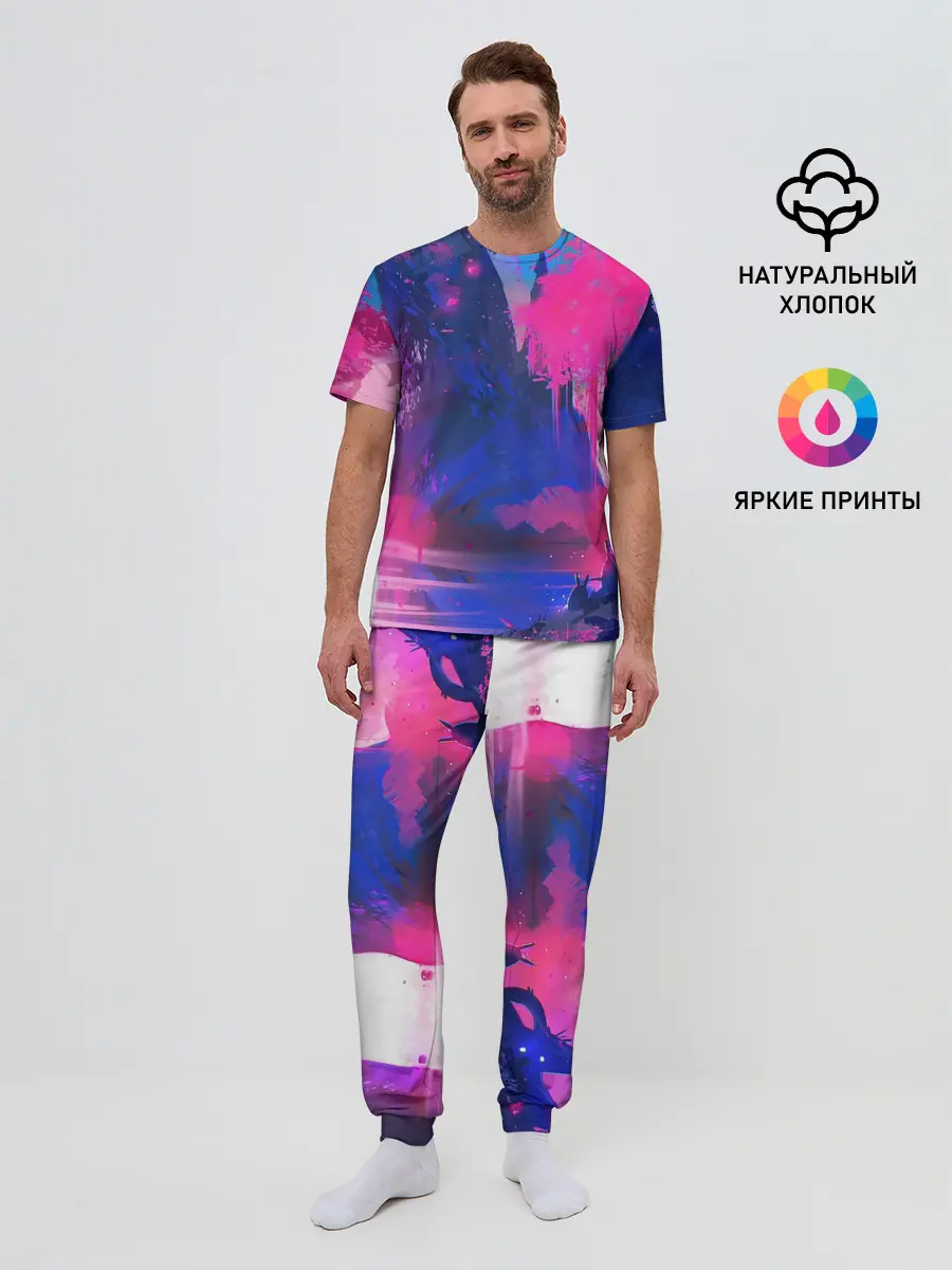 Мужская пижама с брюками / Неоновые Краски