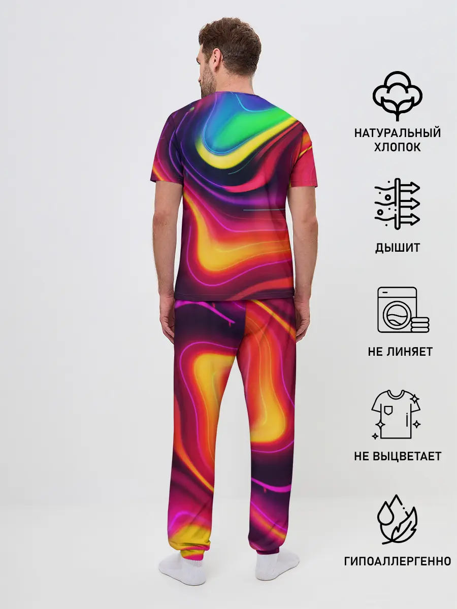 Мужская пижама с брюками / Неоновые пятна