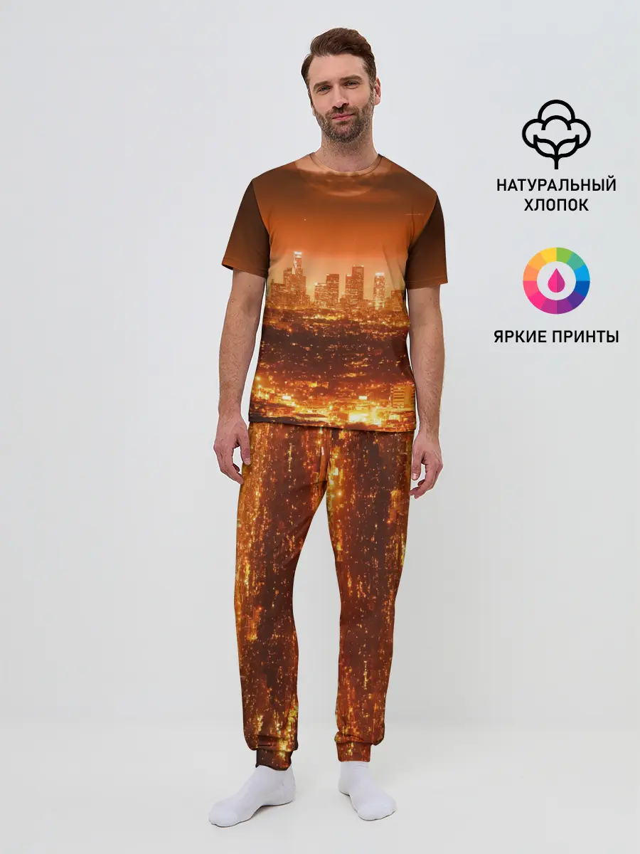 Мужская пижама с брюками / ночной город
