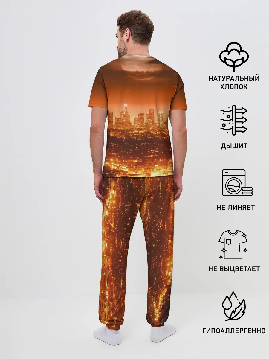 Мужская пижама с брюками / ночной город