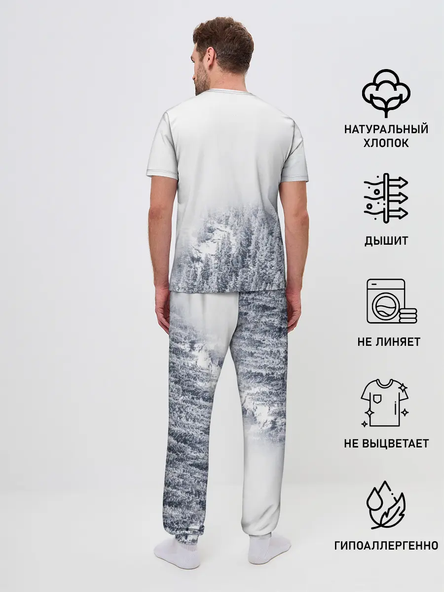Мужская пижама с брюками / зимний лес