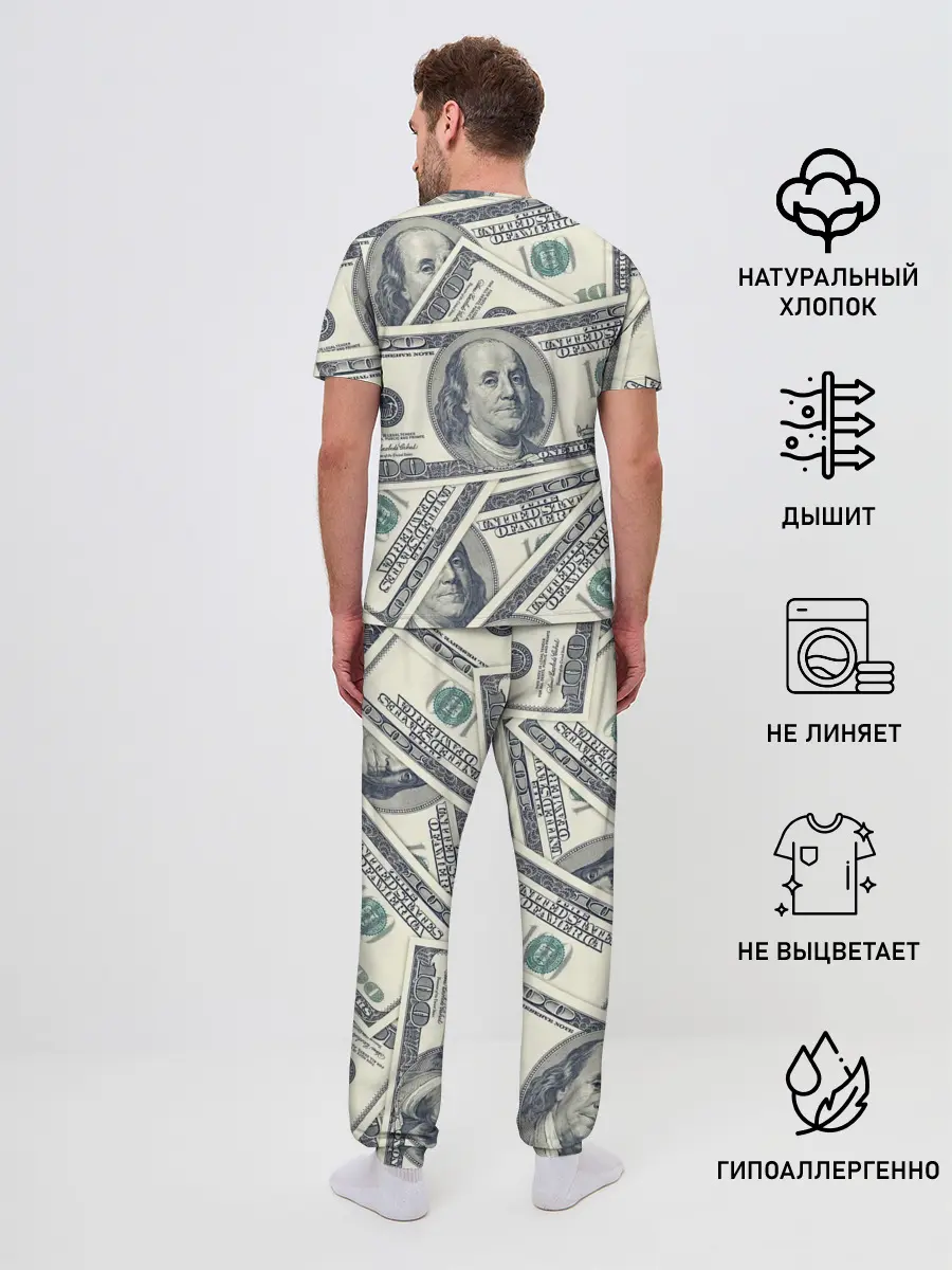Мужская пижама с брюками / Доллары