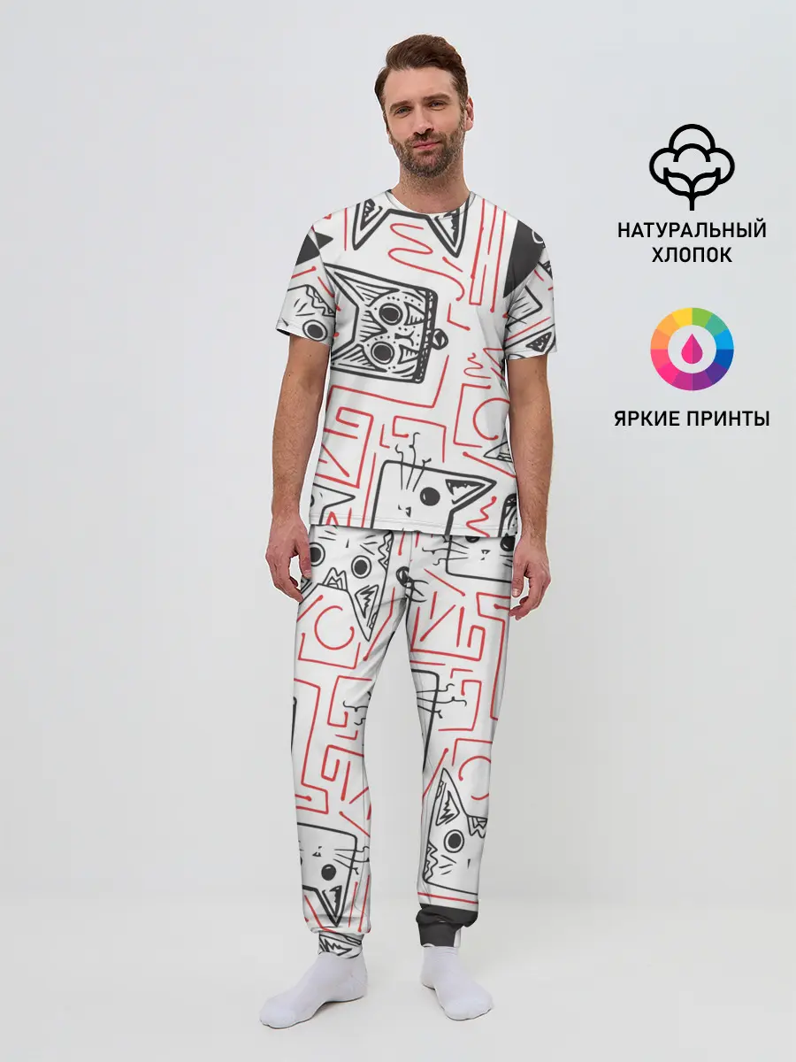 Мужская пижама с брюками / Cats