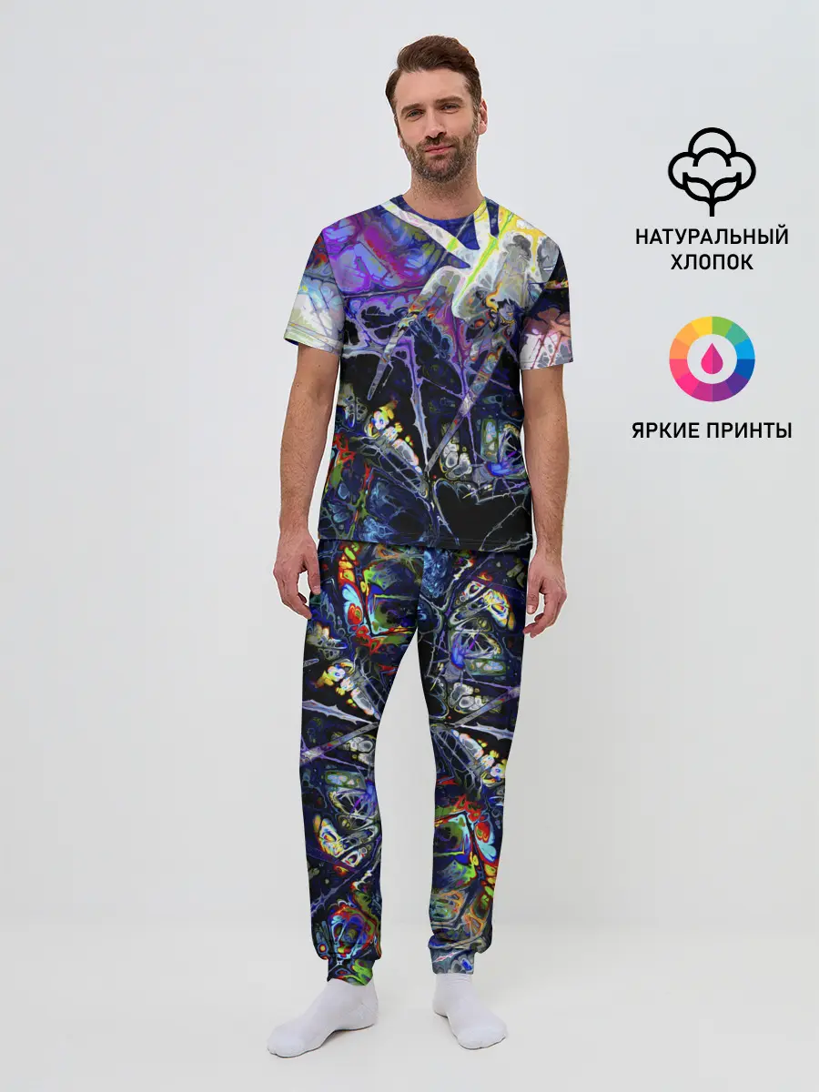 Мужская пижама с брюками / Gasoline stains abstraction