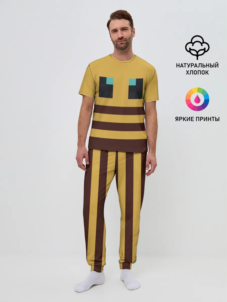 Мужская пижама с брюками / Minecraft Bee