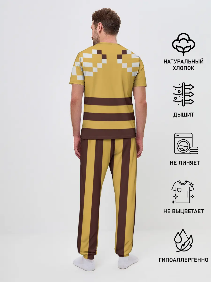 Мужская пижама с брюками / Minecraft Bee