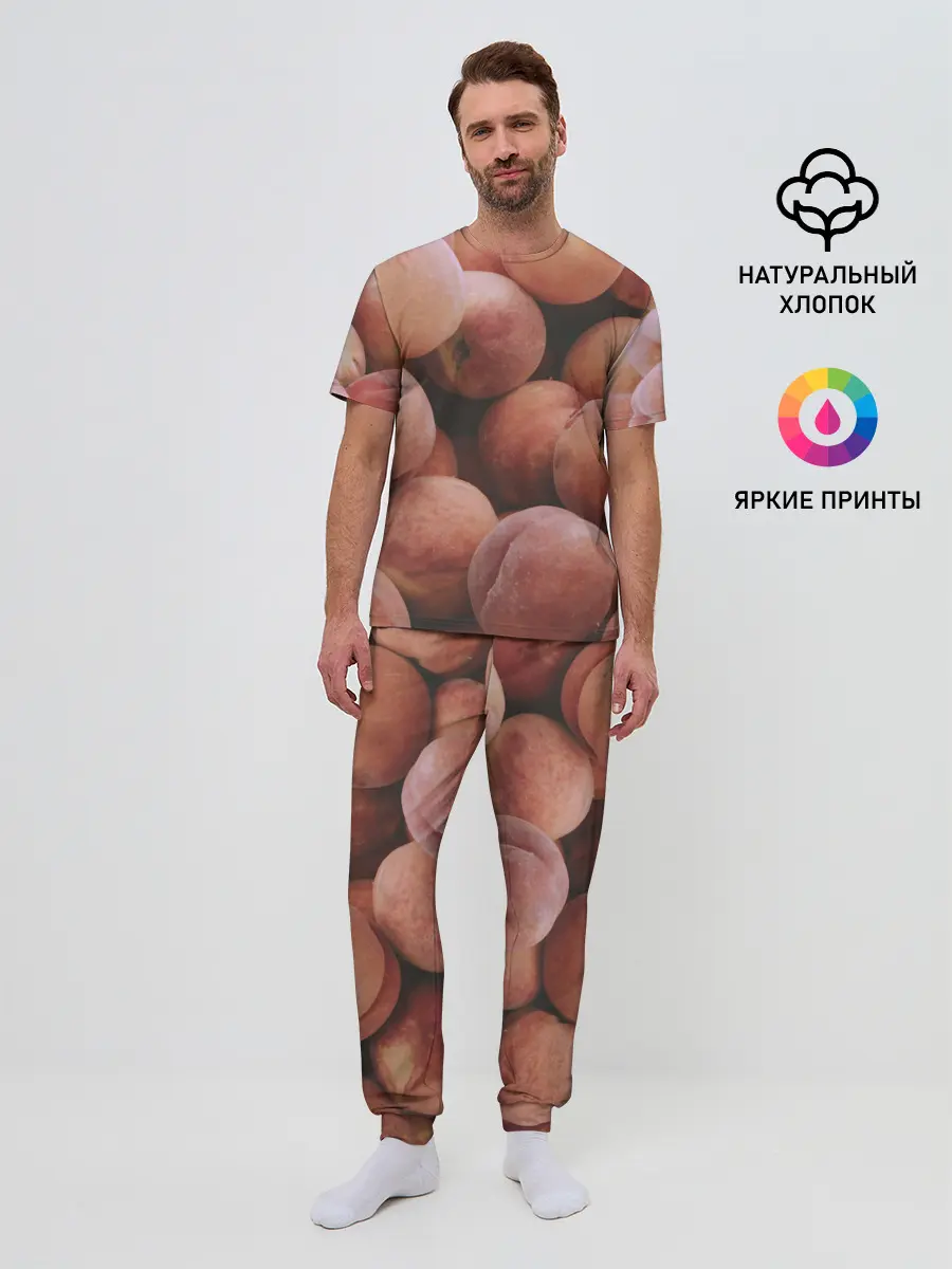 Мужская пижама с брюками / Персики.