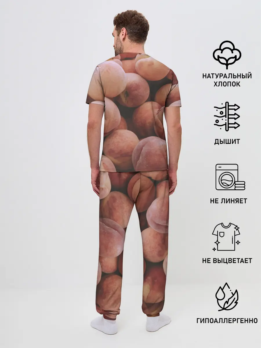 Мужская пижама с брюками / Персики.