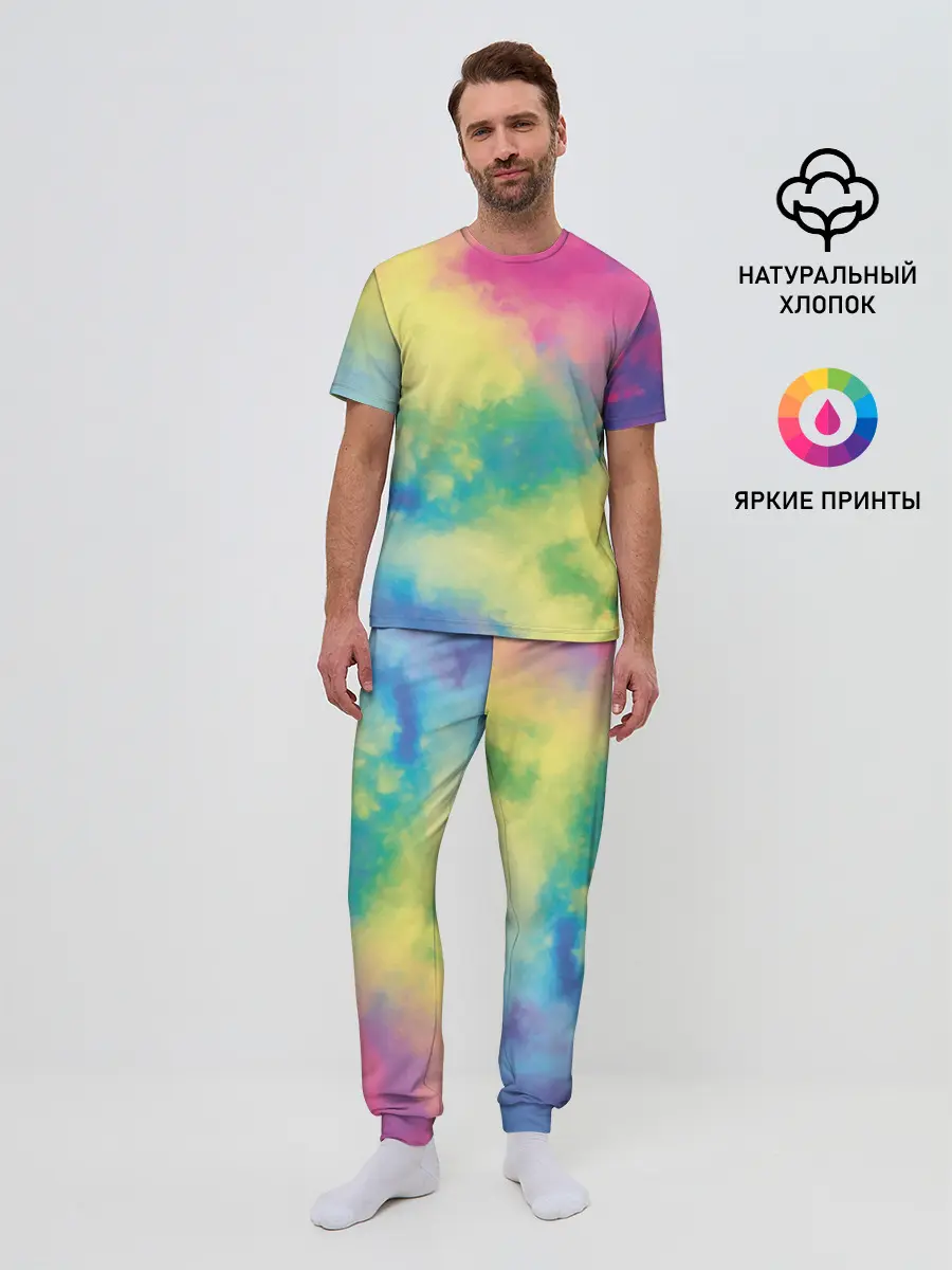 Мужская пижама с брюками / Tie-Dye
