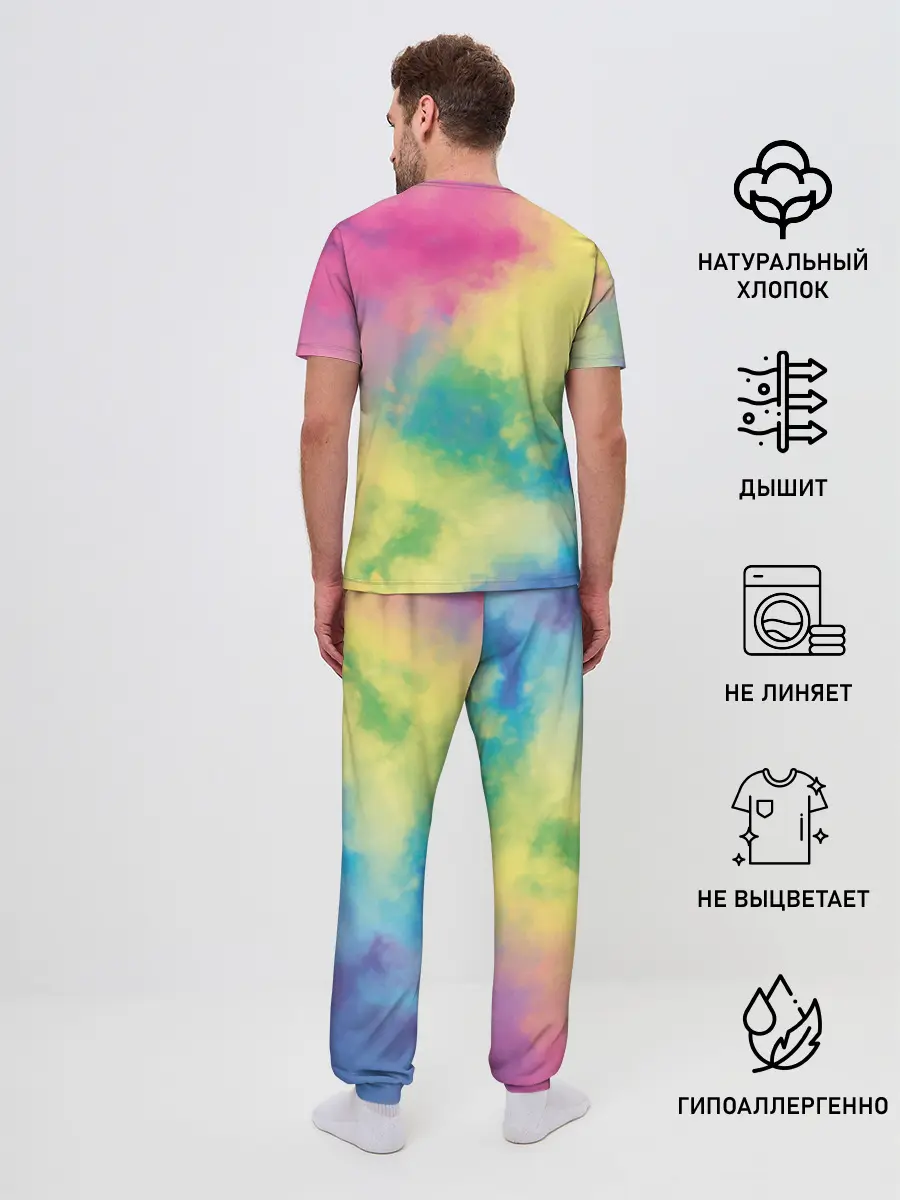 Мужская пижама с брюками / Tie-Dye
