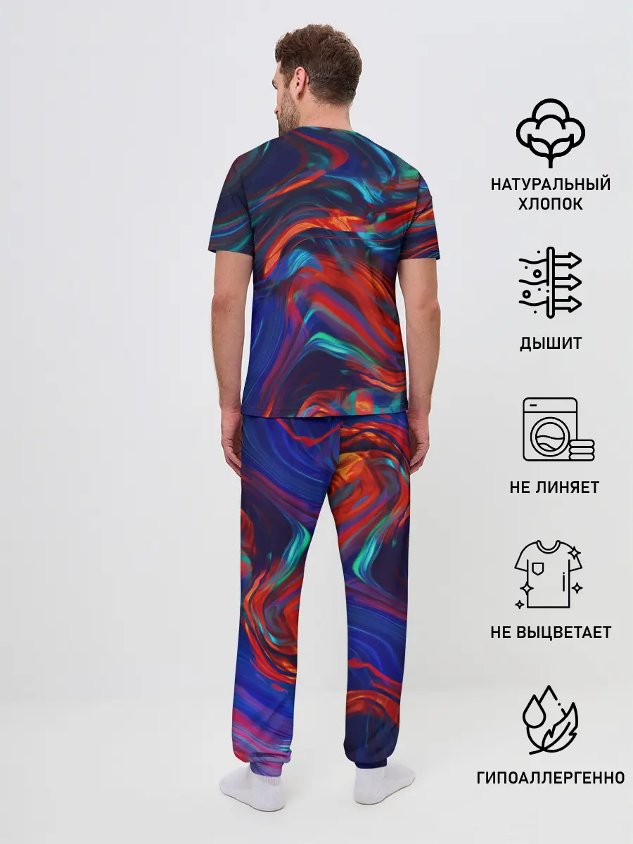 Мужская пижама с брюками / Абстракция краски