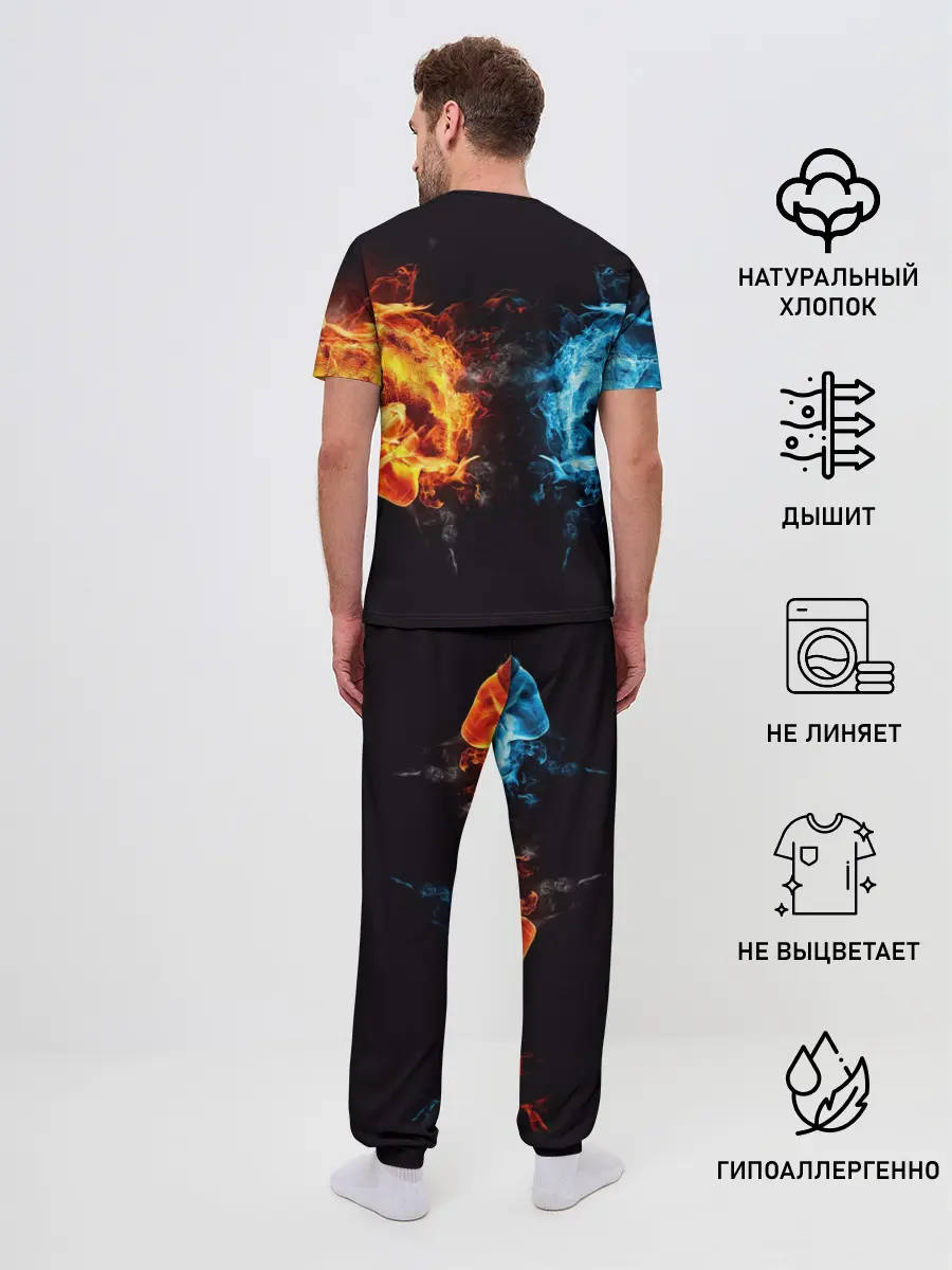 Мужская пижама с брюками / Абстракция,Инь-Ян,Огонь,Вода