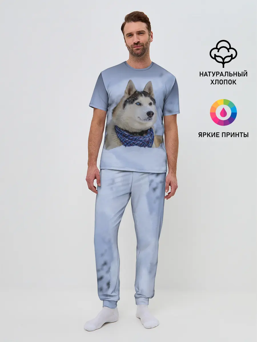 Мужская пижама с брюками / Хаски