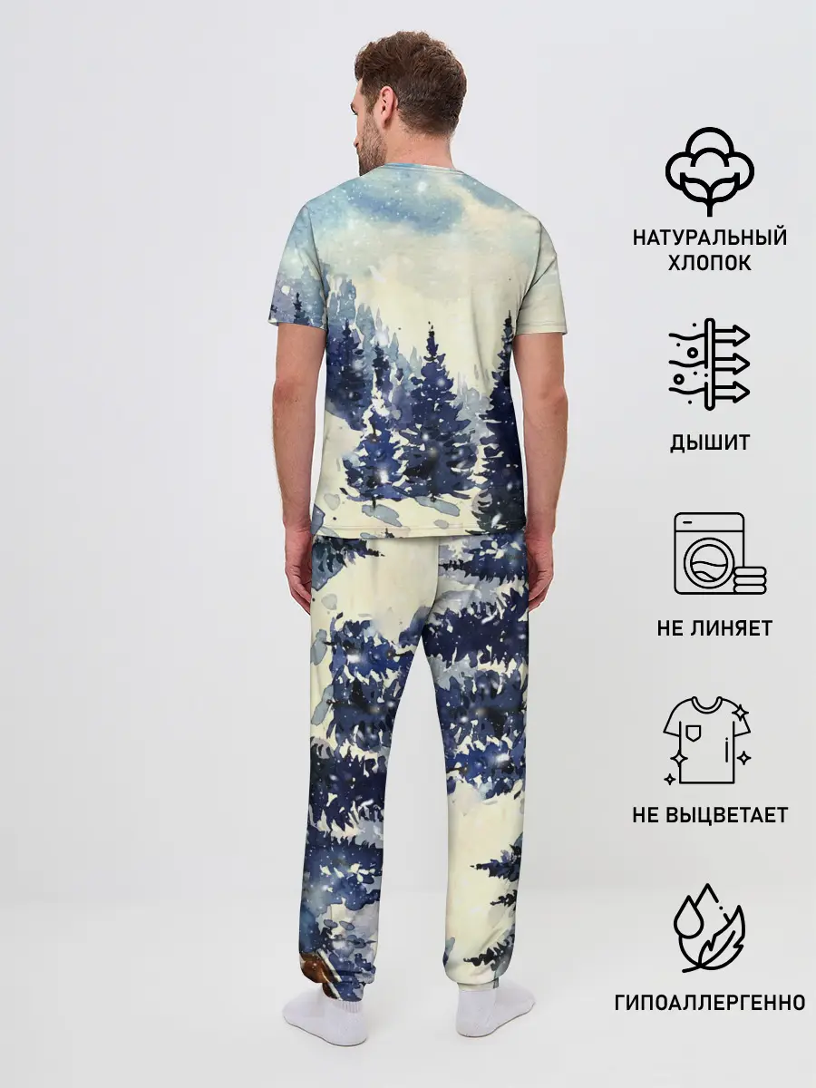 Мужская пижама с брюками / Зимний Майнкрафт