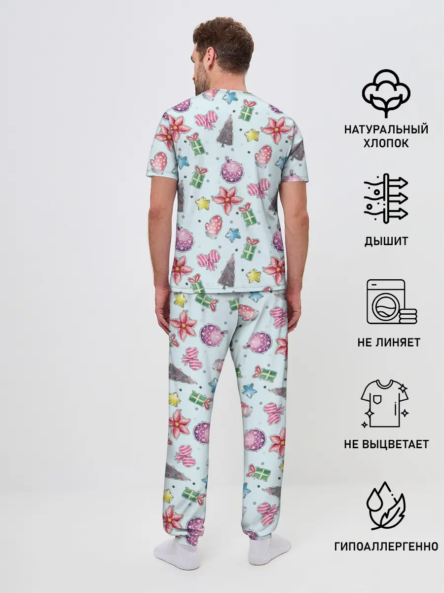 Мужская пижама с брюками / новогодние игрушки