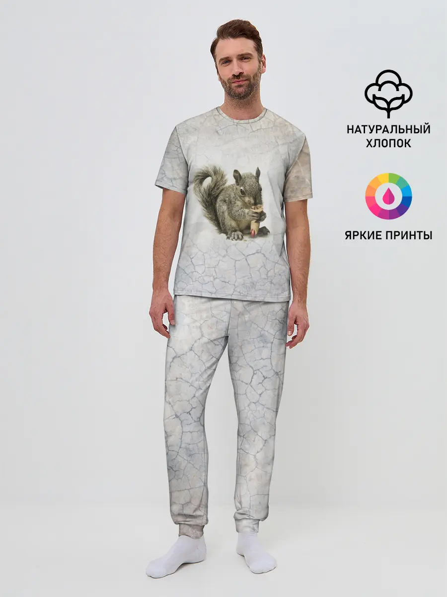Мужская пижама с брюками / Белки