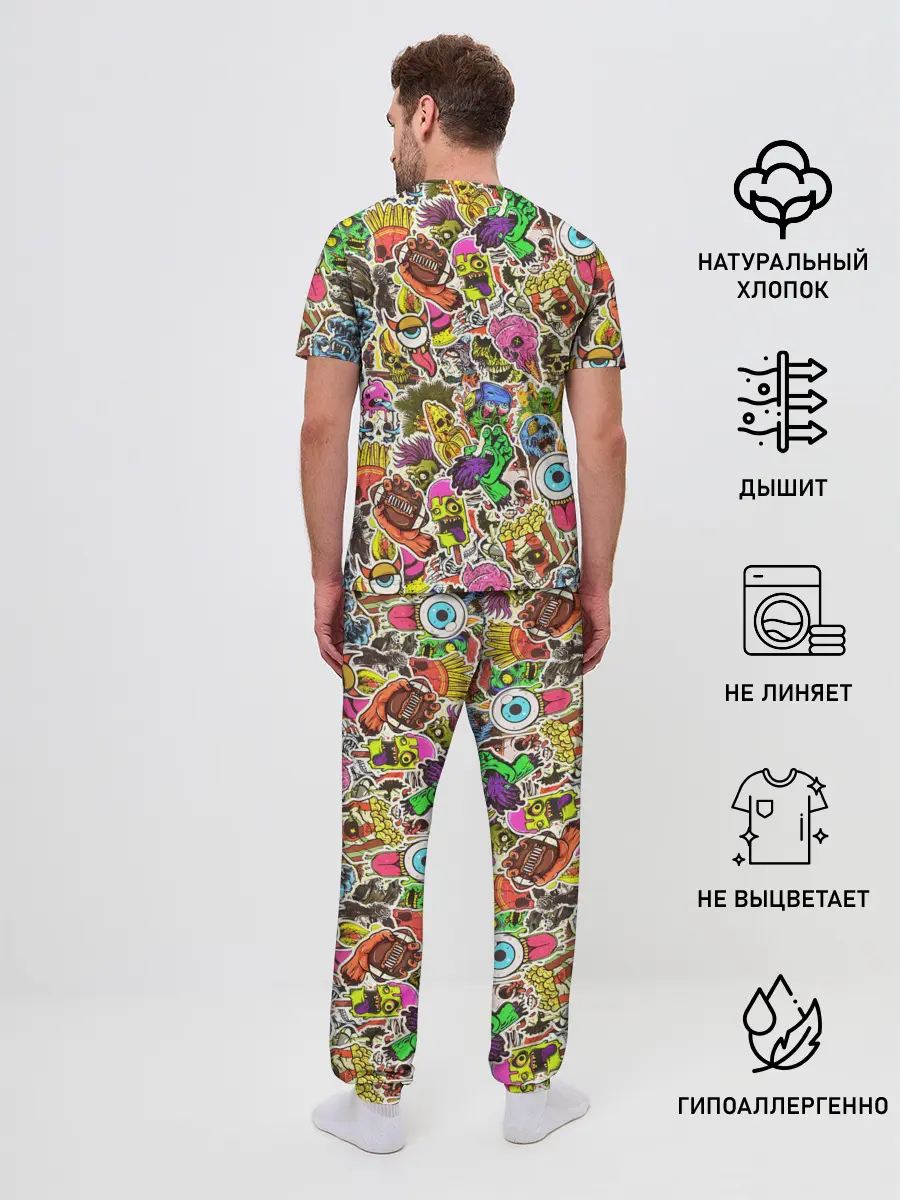 Мужская пижама с брюками / Граффити монстров