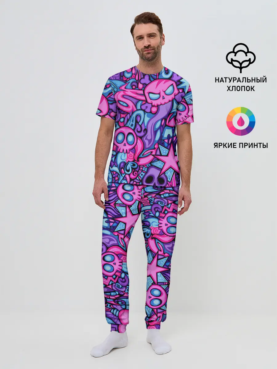 Мужская пижама с брюками / Граффити монстры