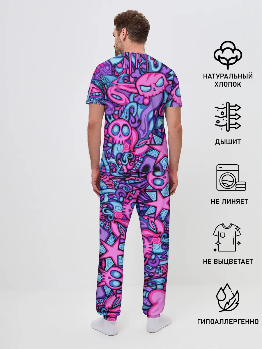 Мужская пижама с брюками / Граффити монстры