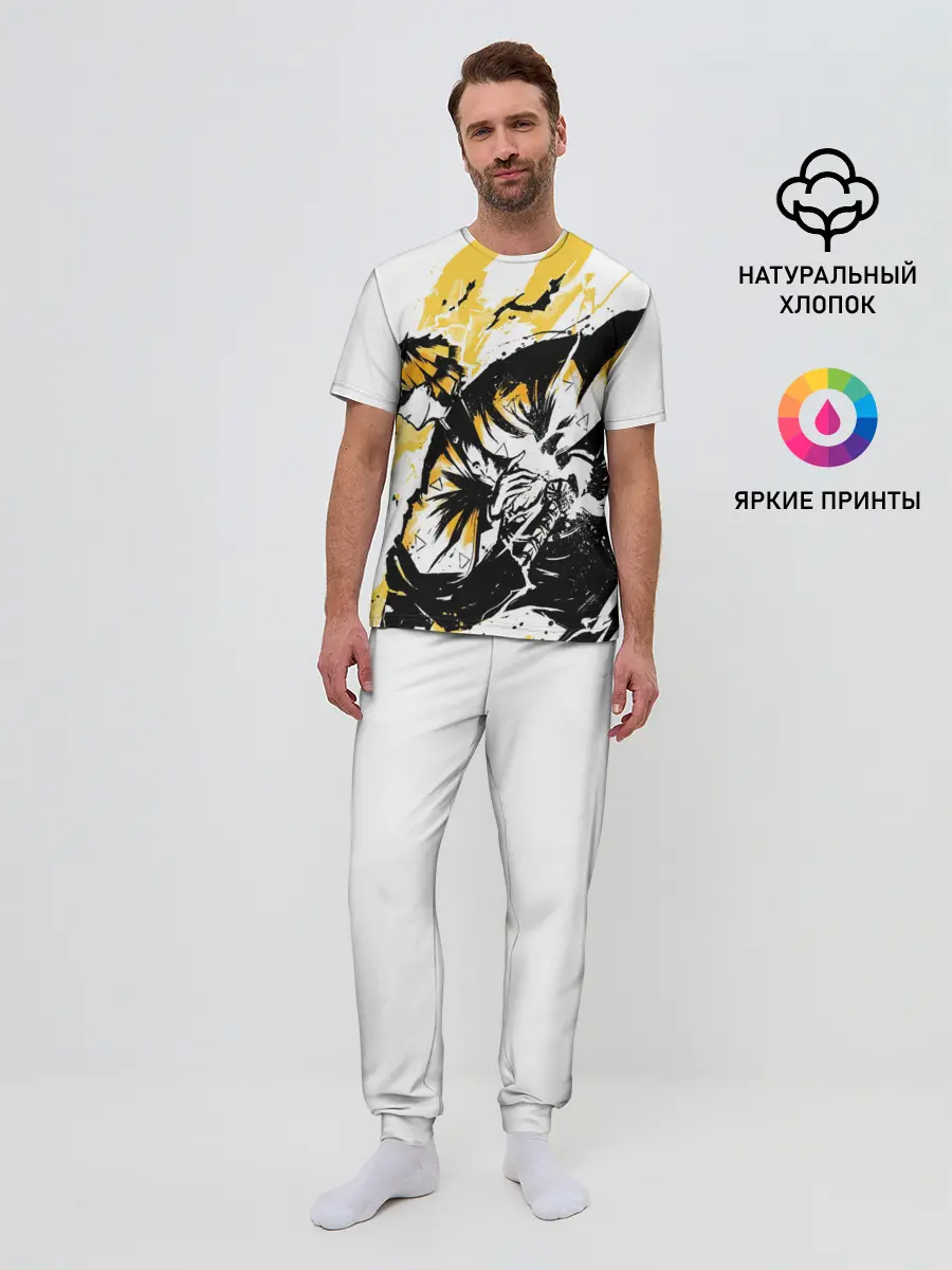 Мужская пижама с брюками / Zenitsu Зеницу Клинок