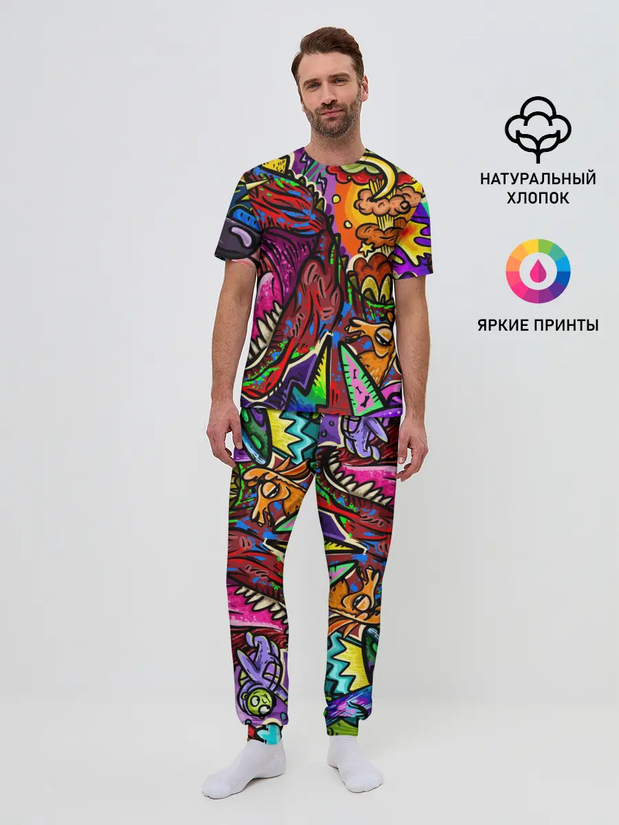 Мужская пижама с брюками / Динозавр