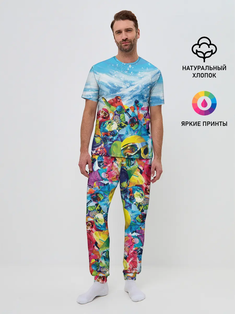 Мужская пижама с брюками / Палитра сноуборд