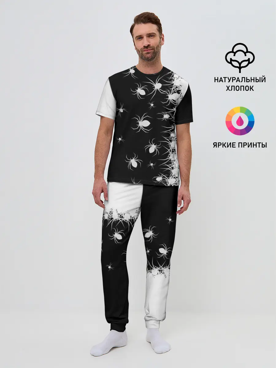 Мужская пижама с брюками / Пауки