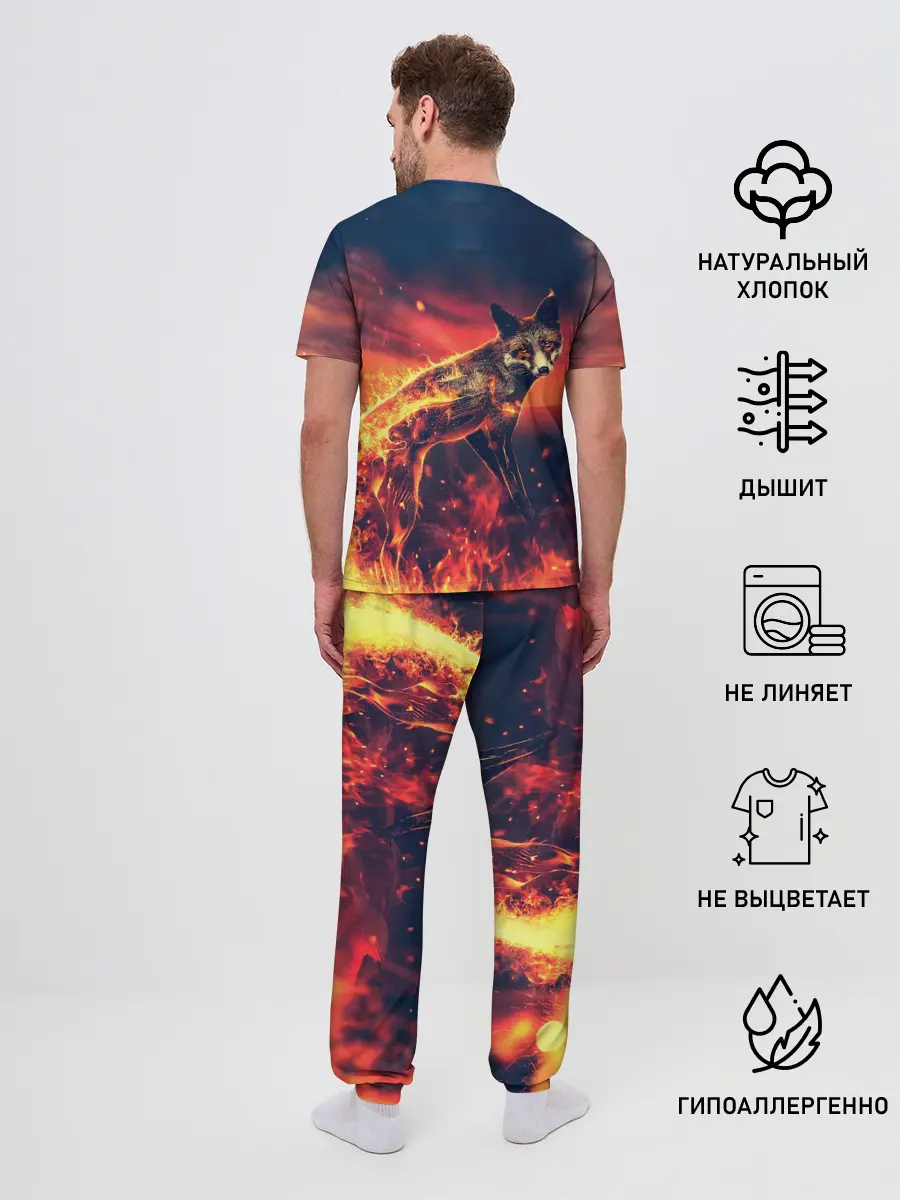 Мужская пижама с брюками / Огненная лиса