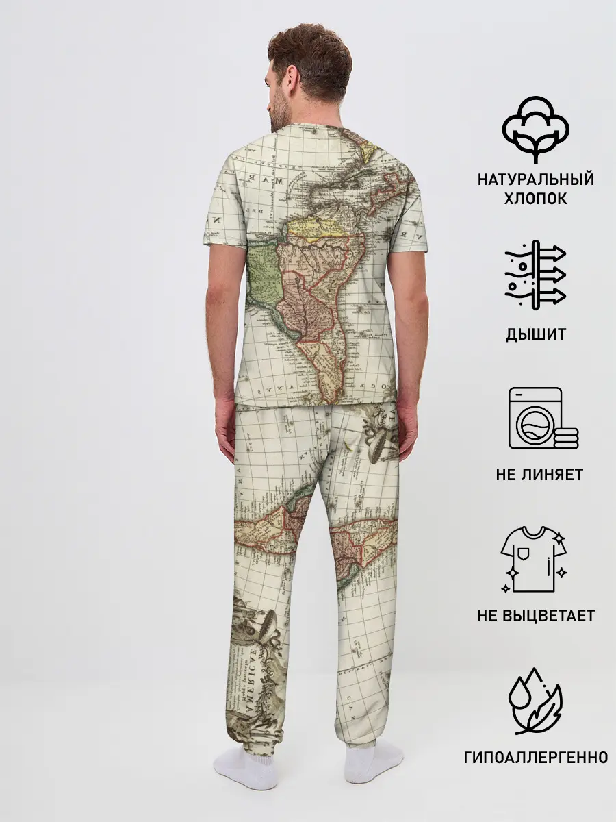 Мужская пижама с брюками / ВИНТАЖНАЯ КАРТА