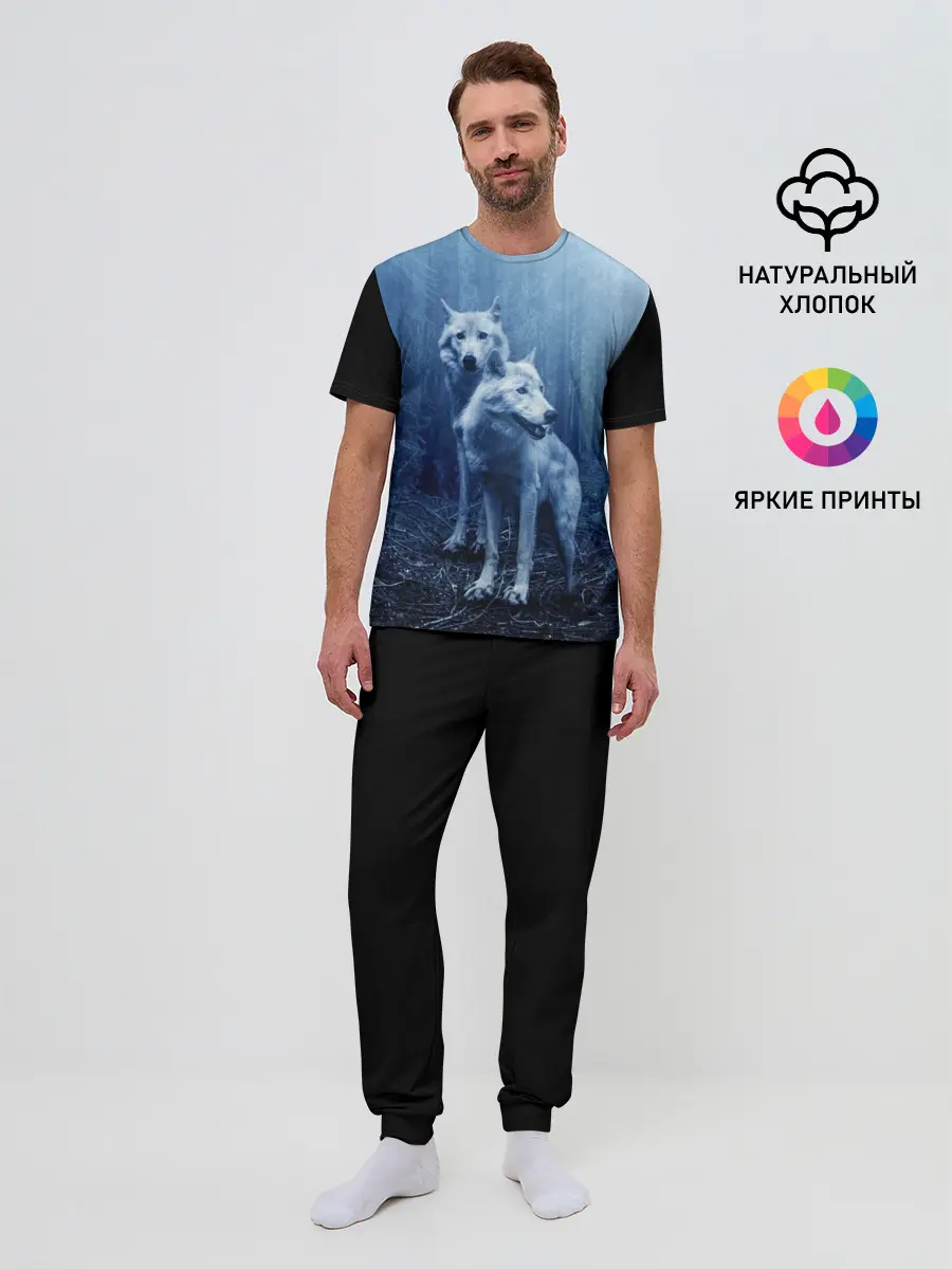 Мужская пижама с брюками / Волки