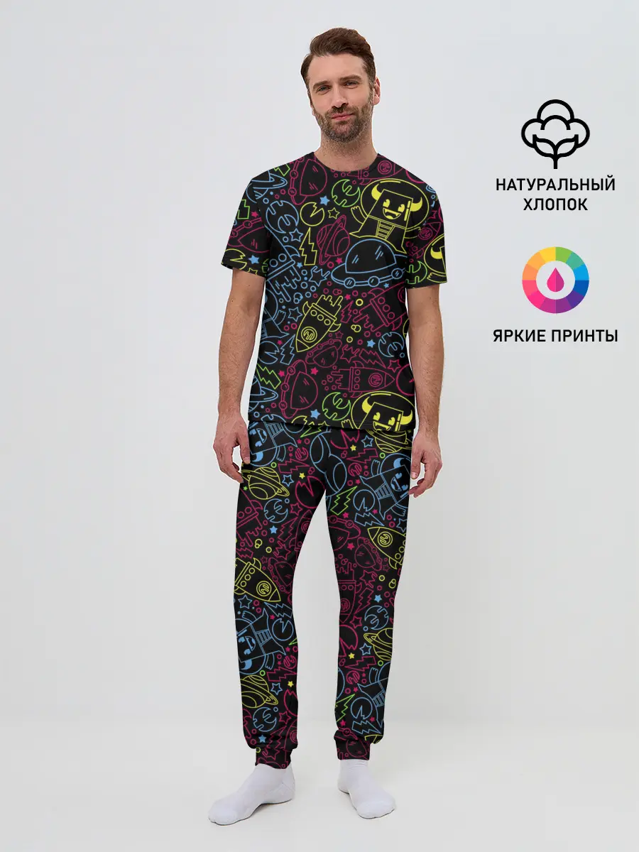 Мужская пижама с брюками / КОСМИЧЕСКИЙ НЕОН