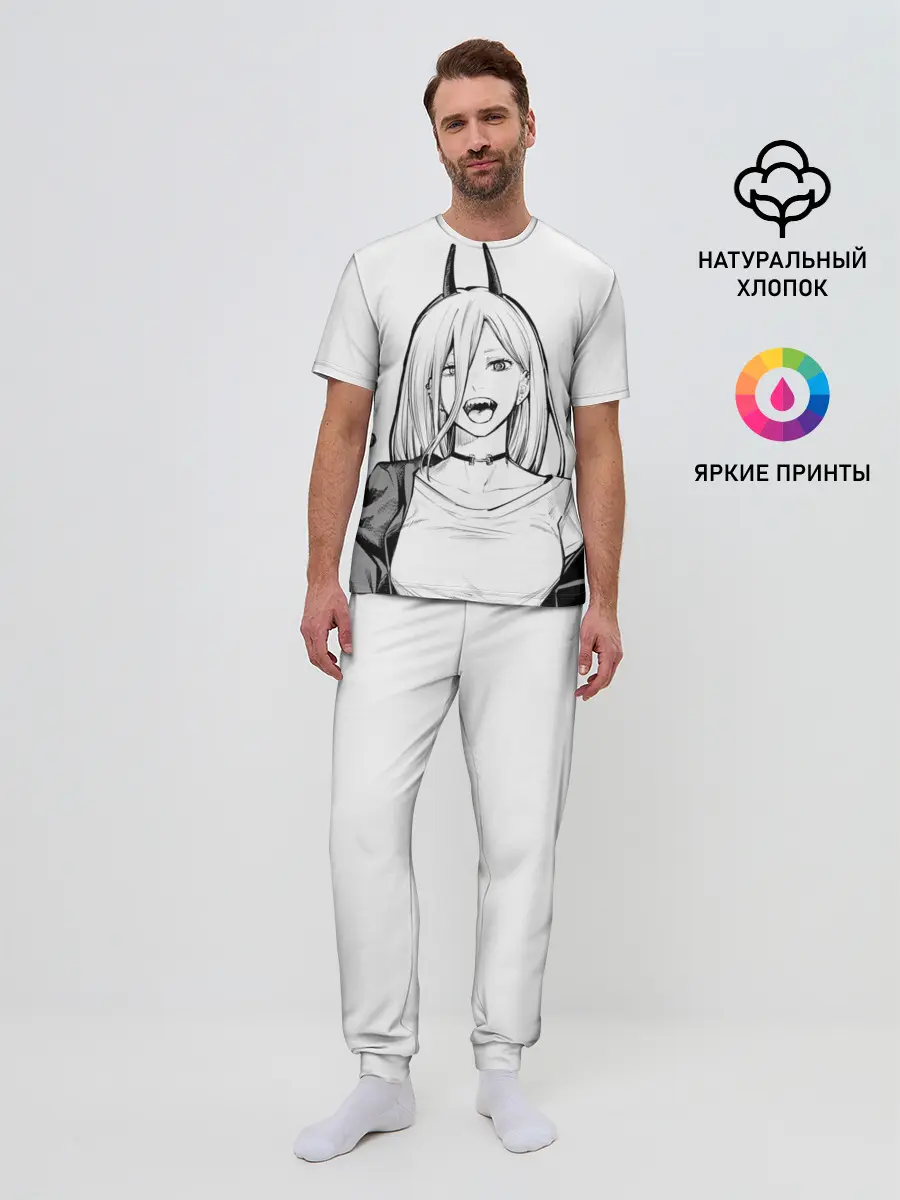 Мужская пижама с брюками / Black and White Anime