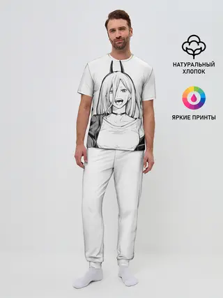 Мужская пижама с брюками / Black and White Anime