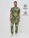 Мужская пижама с брюками / вязаный принт милитари